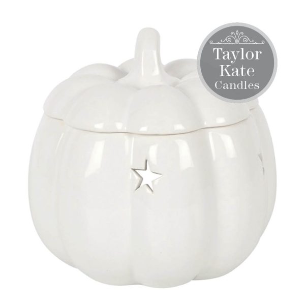 White pumpkin wax burner, Taylor Kate Candles Kings Langley Herts, TK B011